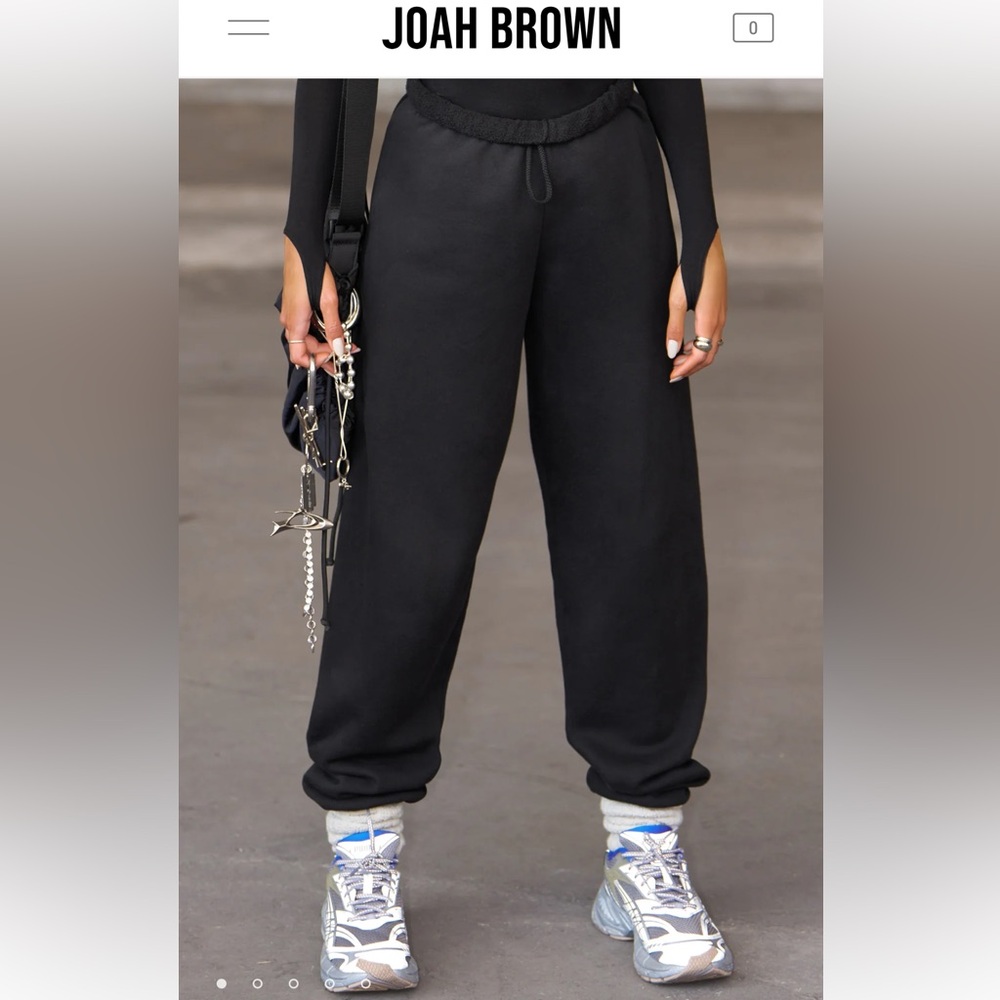 Joah Brown Oversized Jogger Sweatpants XS/S Black French Terry